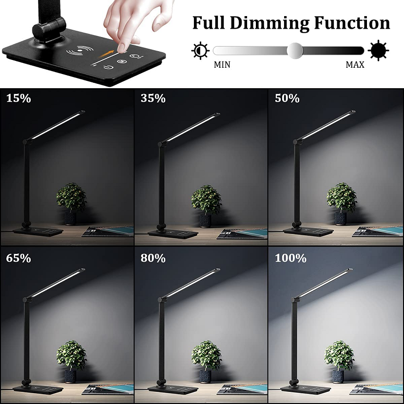 Foldable Design Eyes Care 5 Modes Led Lamp Recharge Touch Led Controller Auto Timer Wireless Charger 6W Reading Lamp For Study
