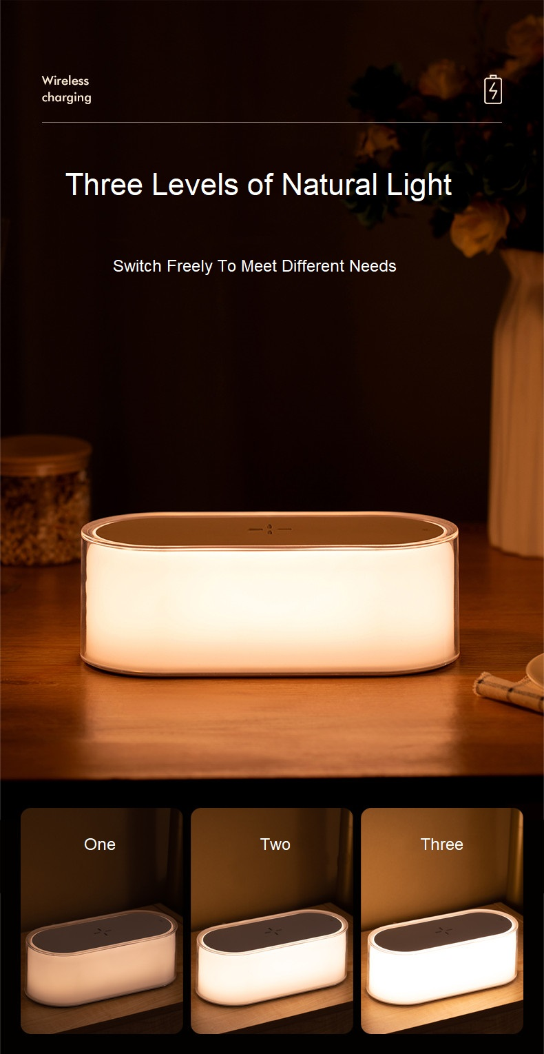 HHS01  5 Color Led Night Light Lamp 15W Fast Charge Cable Usb Wireless Charging Desk Lamp Battery Rechargeable Bedside Light For Kids