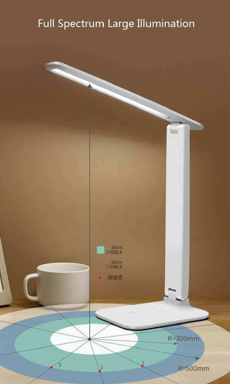 HH008A High Quality Stepless Dimming Table LED Lamp With Pen Holder Portable Lamps Led Desk Lamp With USB Charging Port For Reading