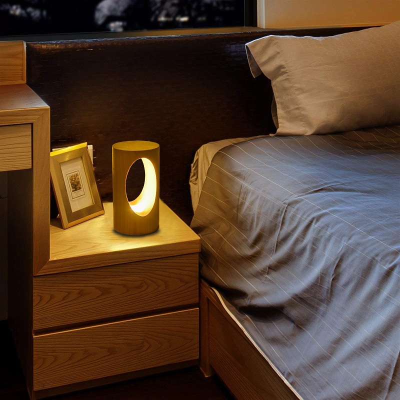 HHM02 LED Wooden Light Reading Led Night Light Hot Sale USB Plug In Eye Protection Bedside Table Lamp For Studying