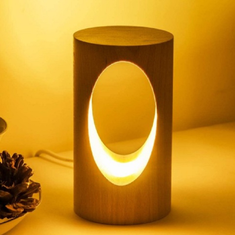HHM02 LED Wooden Light Reading Led Night Light Hot Sale USB Plug In Eye Protection Bedside Table Lamp For Studying