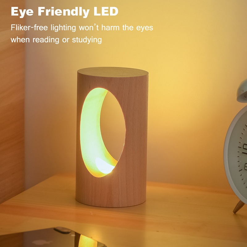 HHM02 LED Wooden Light Reading Led Night Light Hot Sale USB Plug In Eye Protection Bedside Table Lamp For Studying