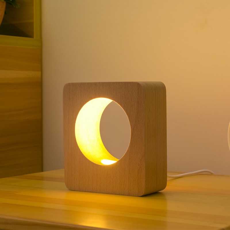 HHM03 Eye Protection Led Table Lamps Plug In 3W Night Light Push Control Warm Light Wooden Bedside Desk Light For Reading