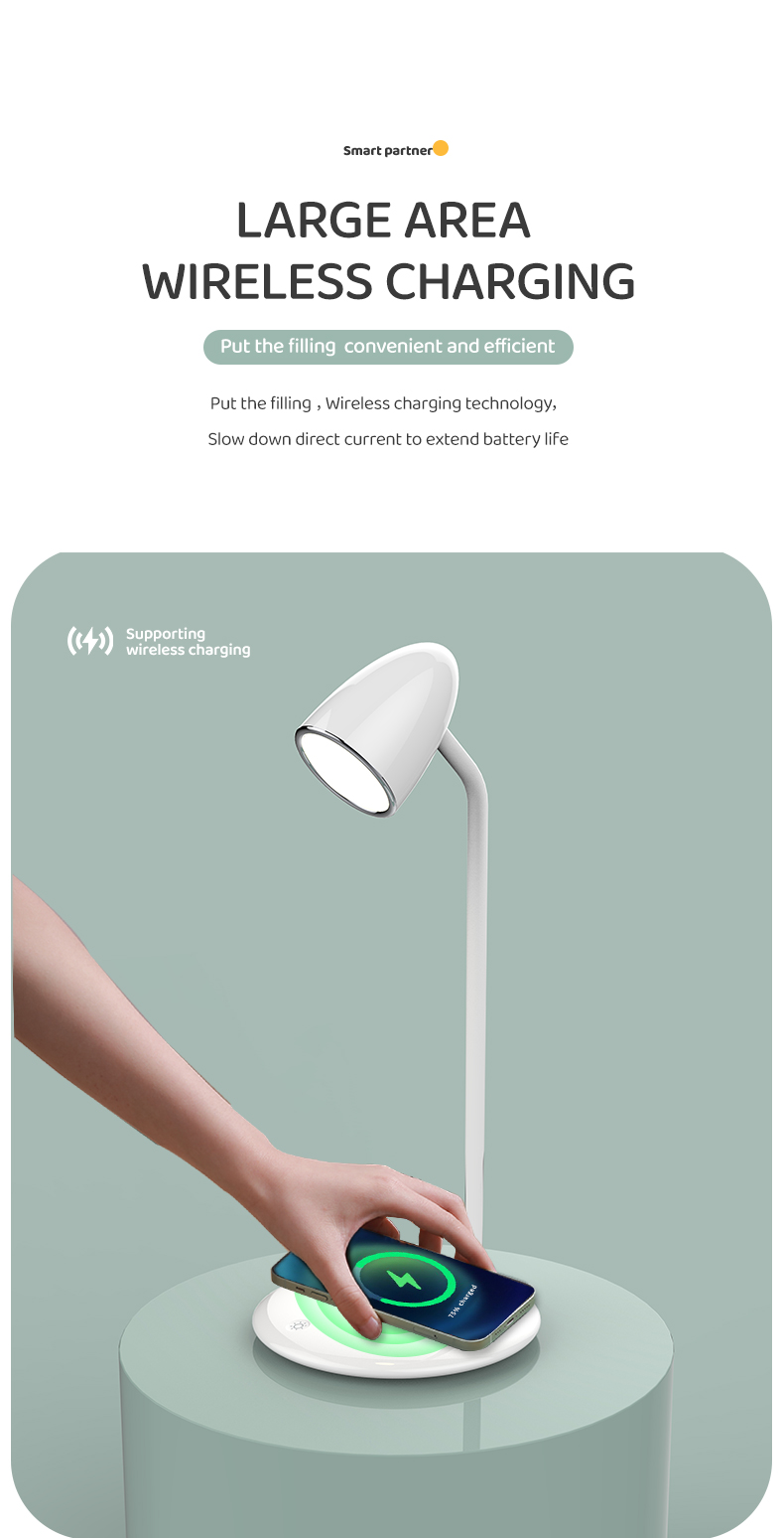 HHS03 Adjustable Touch Control Desk Lamp Led Wireless Charge Night Lamp For Bedroom Multi-function Desk Lamp Soft Light