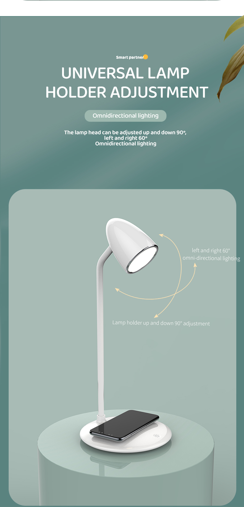 HHS03 Adjustable Touch Control Desk Lamp Led Wireless Charge Night Lamp For Bedroom Multi-function Desk Lamp Soft Light