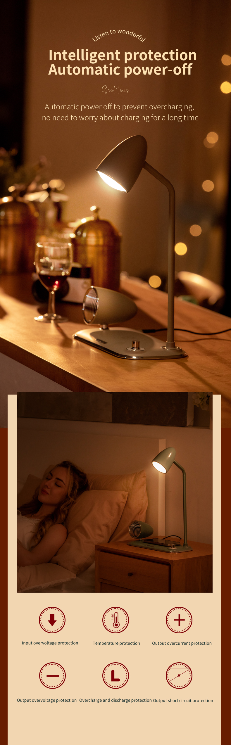 HHS31 High Quality Speakers Bluetooth  Led Desk Lamp With Wireless Charger Rotary Switches 360 Degree Removable Lamp Post Bedroom