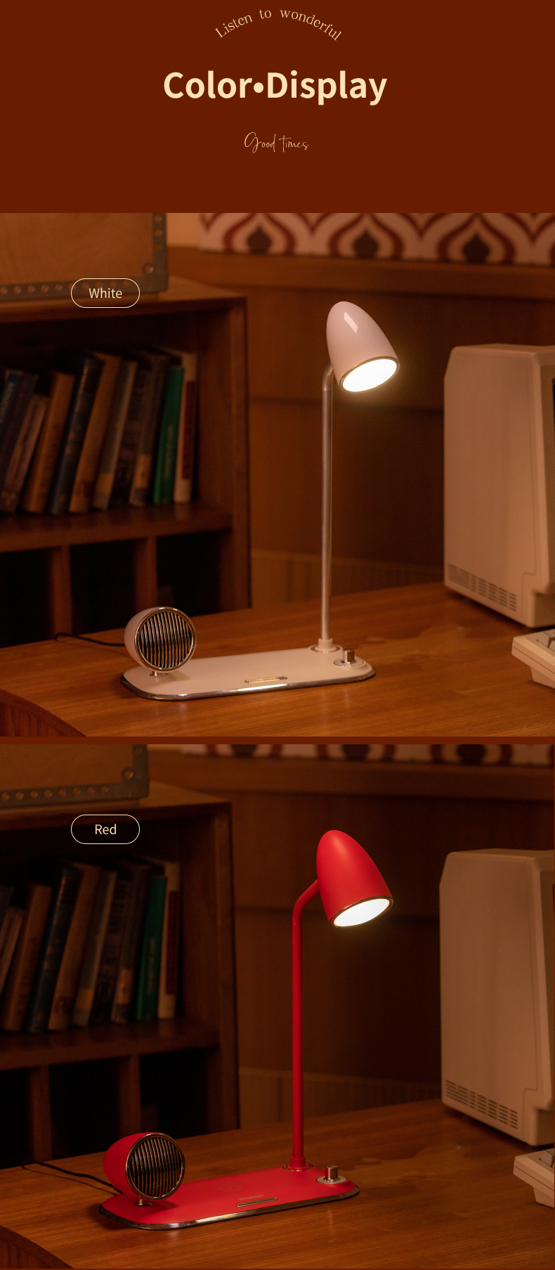 HHS31 High Quality Speakers Bluetooth  Led Desk Lamp With Wireless Charger Rotary Switches 360 Degree Removable Lamp Post Bedroom