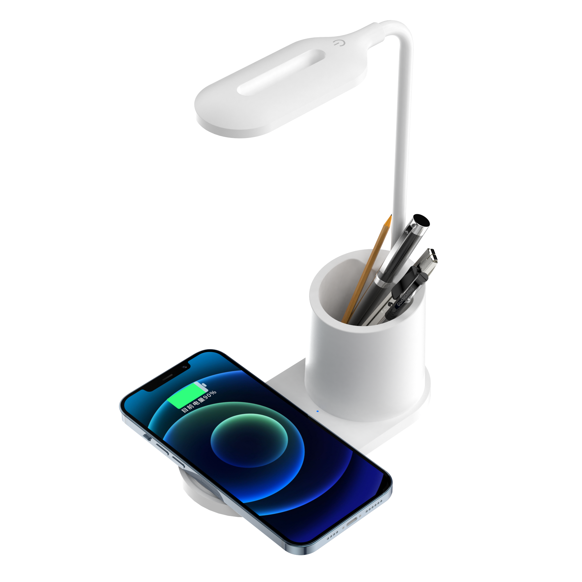 HHT513 Hot selling On Amazon Led Table Lamp With Holder Wireless Charger Night Light 3 in 1 Office Lamp Touch Switch For study