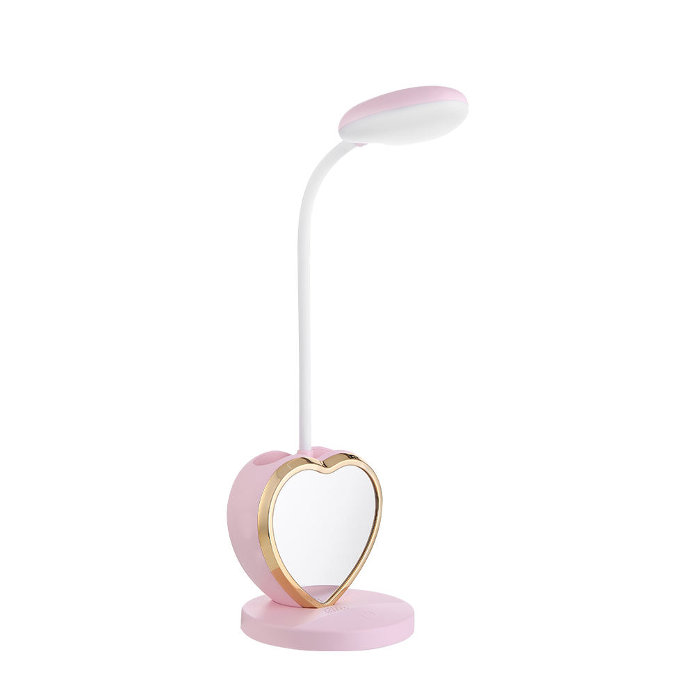 HHM98 LED Light UBS Charging Table Lamp Princess Makeup Mirror With Light For Valentine's Day Gift LED Desk Lamp Eye Protection Heart