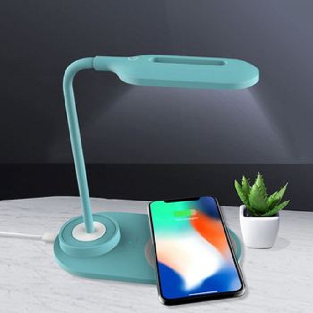 HHT12 2A Fast Charging Cable LED Desk Lamp With Wireless Charger Wireless Table Lamp Flexible Bedside Bedroom Night Lamp Eye Protect