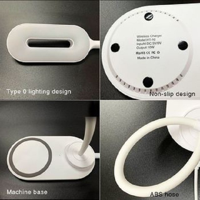 HHT12 2A Fast Charging Cable LED Desk Lamp With Wireless Charger Wireless Table Lamp Flexible Bedside Bedroom Night Lamp Eye Protect