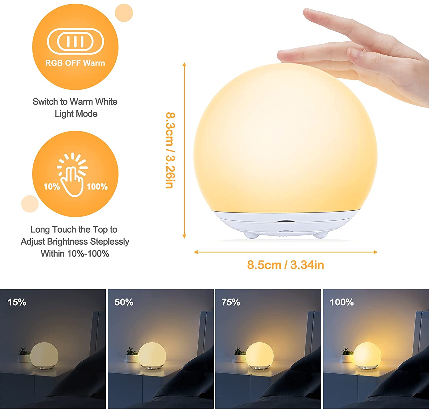 HH-215 Multi Functional 3D Night Light 6 Color Modern Decorative Lighting Bedroom Night Light Ball Led Table Lamp ABS Minimalism