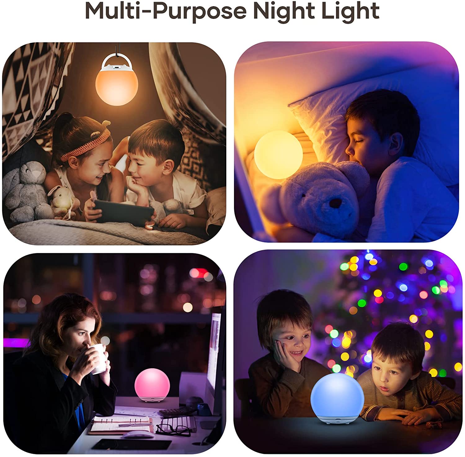 HH-215 Multi Functional 3D Night Light 6 Color Modern Decorative Lighting Bedroom Night Light Ball Led Table Lamp ABS Minimalism