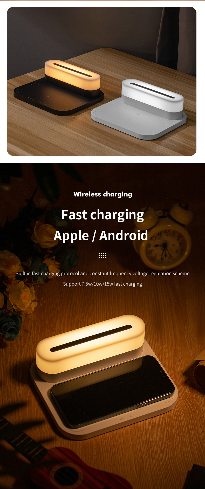 HHS26L Fast Wireless Charging For Iphone Wireless Charge Three Color New Led Table Lamps Cordless Modern Bedside Touch Night Light