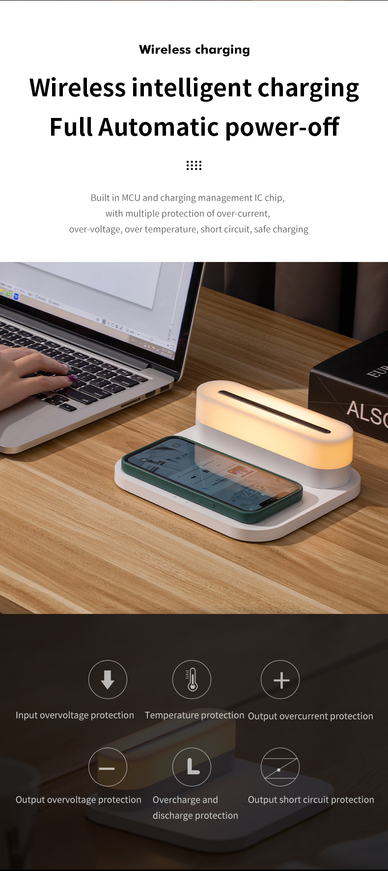 HHS26L Fast Wireless Charging For Iphone Wireless Charge Three Color New Led Table Lamps Cordless Modern Bedside Touch Night Light