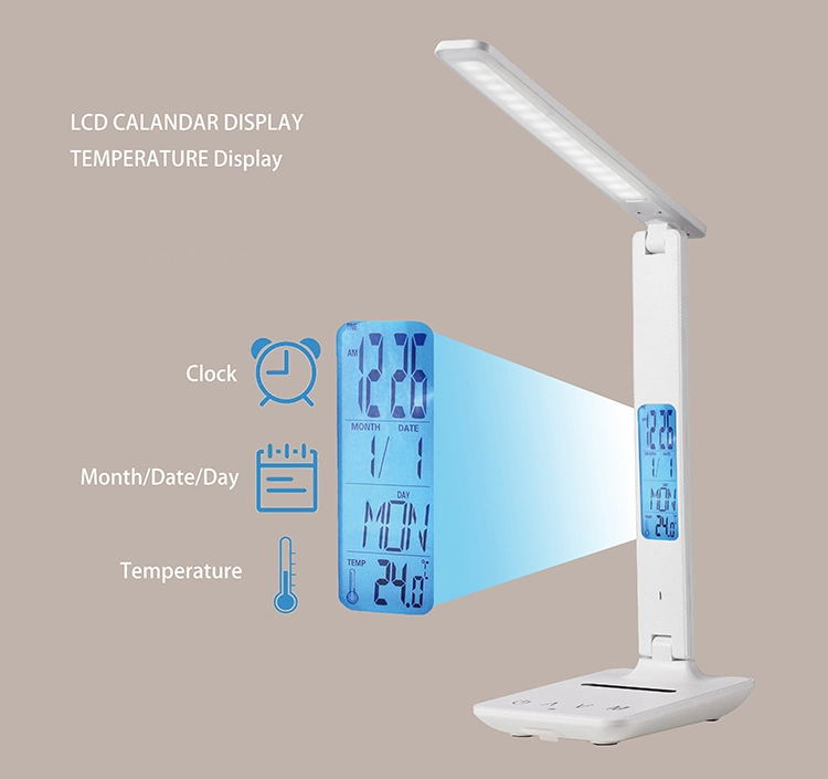 Eye Protection New Table Lamp With USB Port And Display Touch Clock USB Portable Office Table Reading Table Lamps Luxury LED