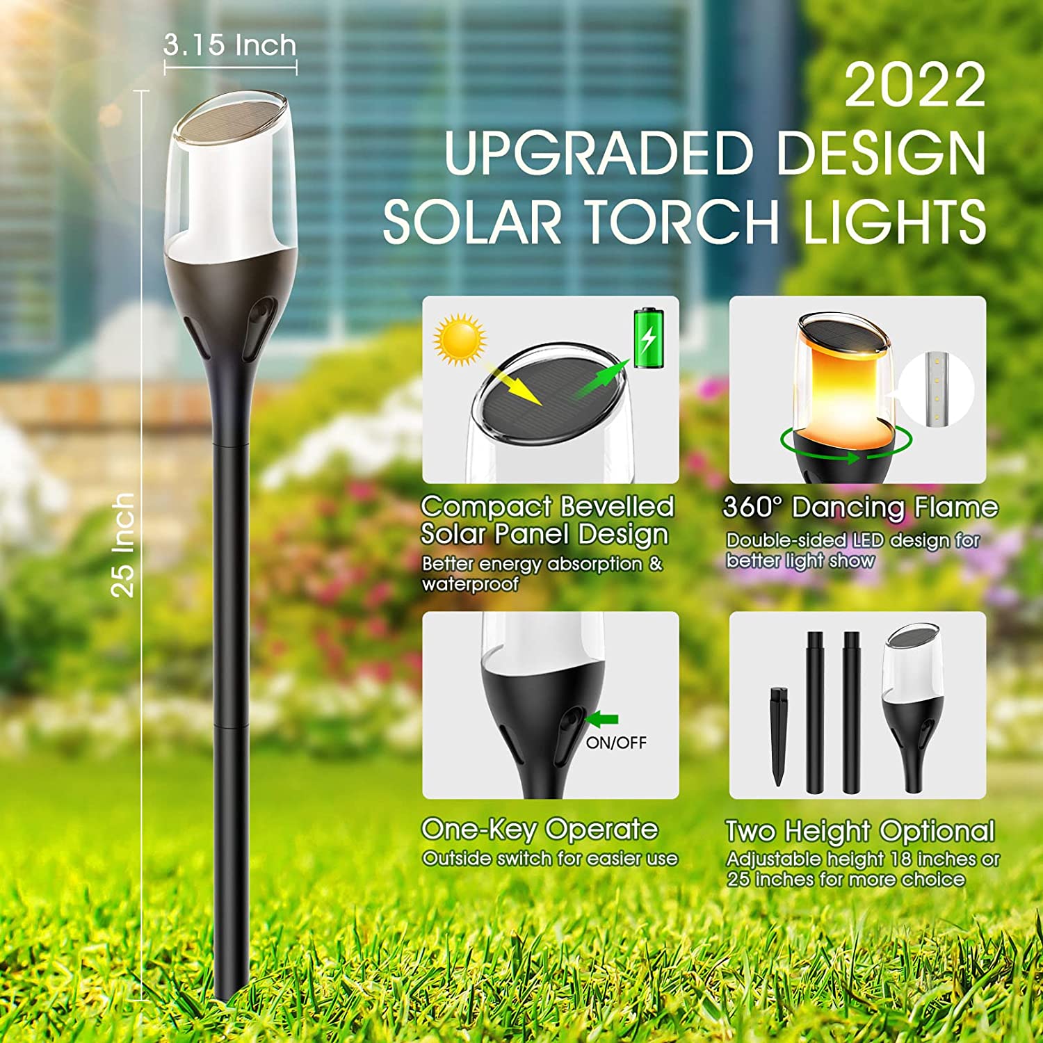 HH230 New Street Fence Garden Light Heatproof Lighting Outdoor Waterproof Led Romantic Solar Light For Garden 360 Degrees Attractive