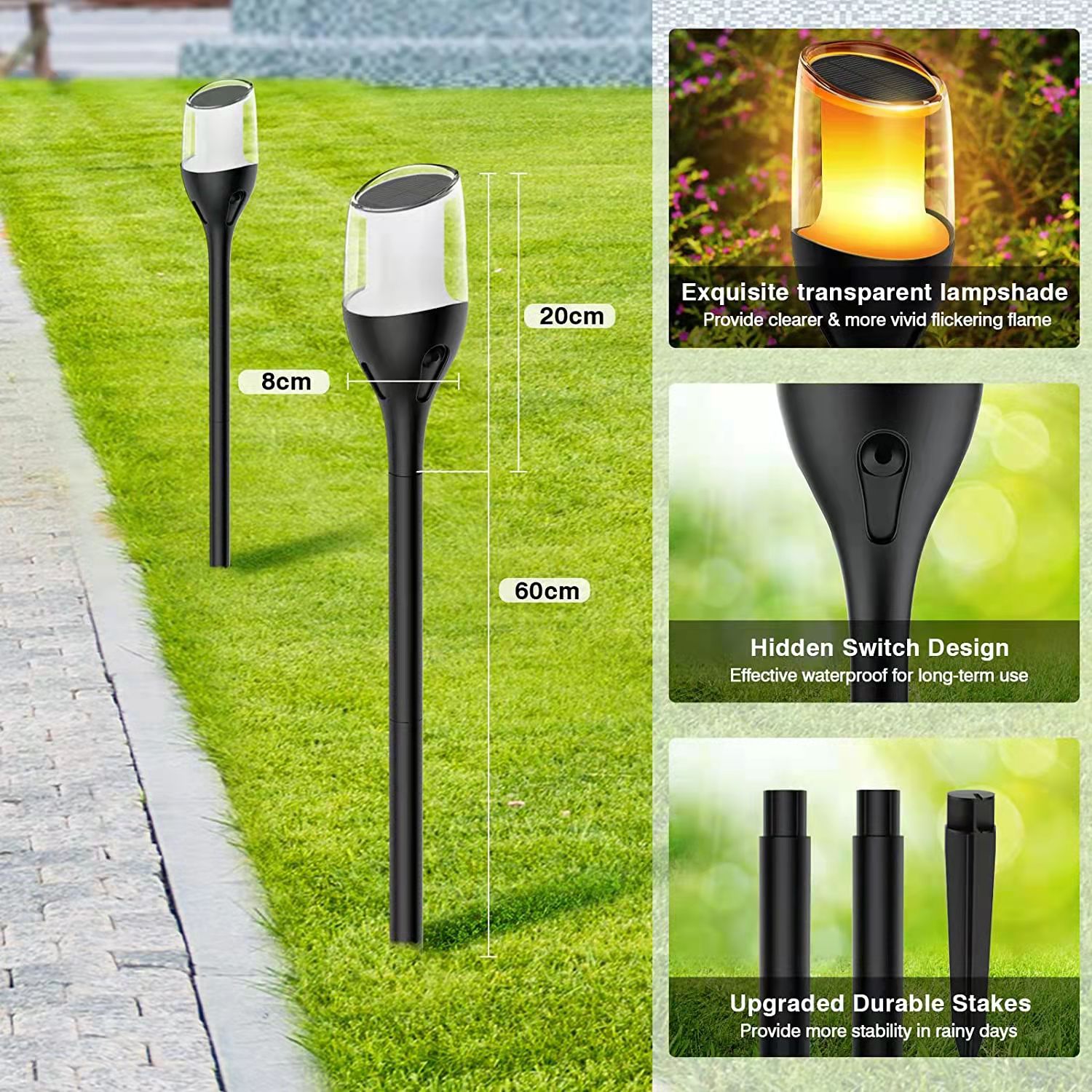 HH230 New Street Fence Garden Light Heatproof Lighting Outdoor Waterproof Led Romantic Solar Light For Garden 360 Degrees Attractive