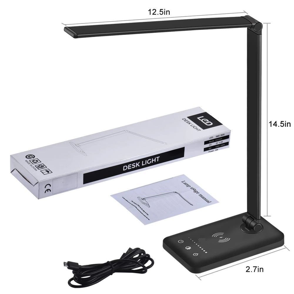 HH005E Eye Protection USB Charging Port Table Light Touch Control Wireless Charging Lamps LED Light Office Portable Rechargeable Lights
