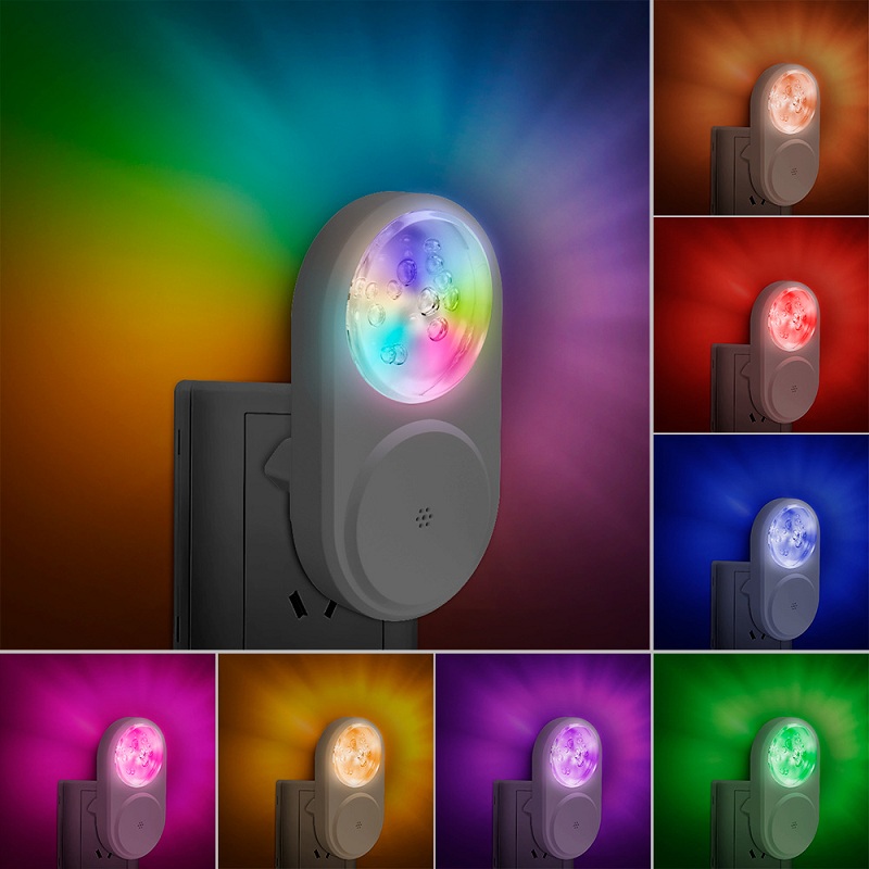 HHL1801 Wholesaler Hot Sale Photocell Sensor Night Light EU Plug 8 Colors RGB Warm Light Other Home Decor Bedside Corridor For Baby