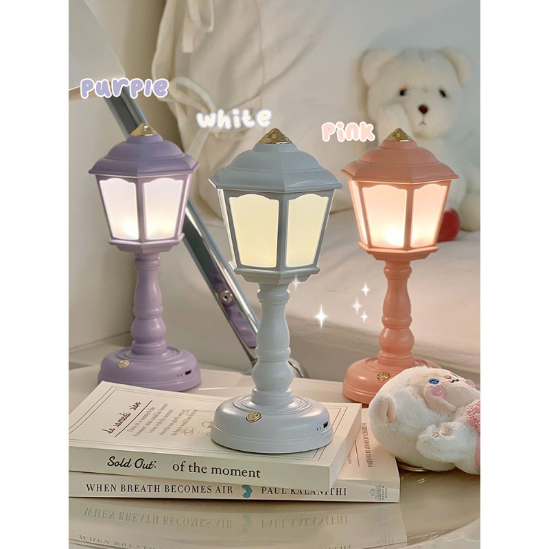HH193 New LED Retro Night Light Lamp Princess Valentines Day Gift 2023 For Girl Bedside Reading Room Cute Morandi Colors