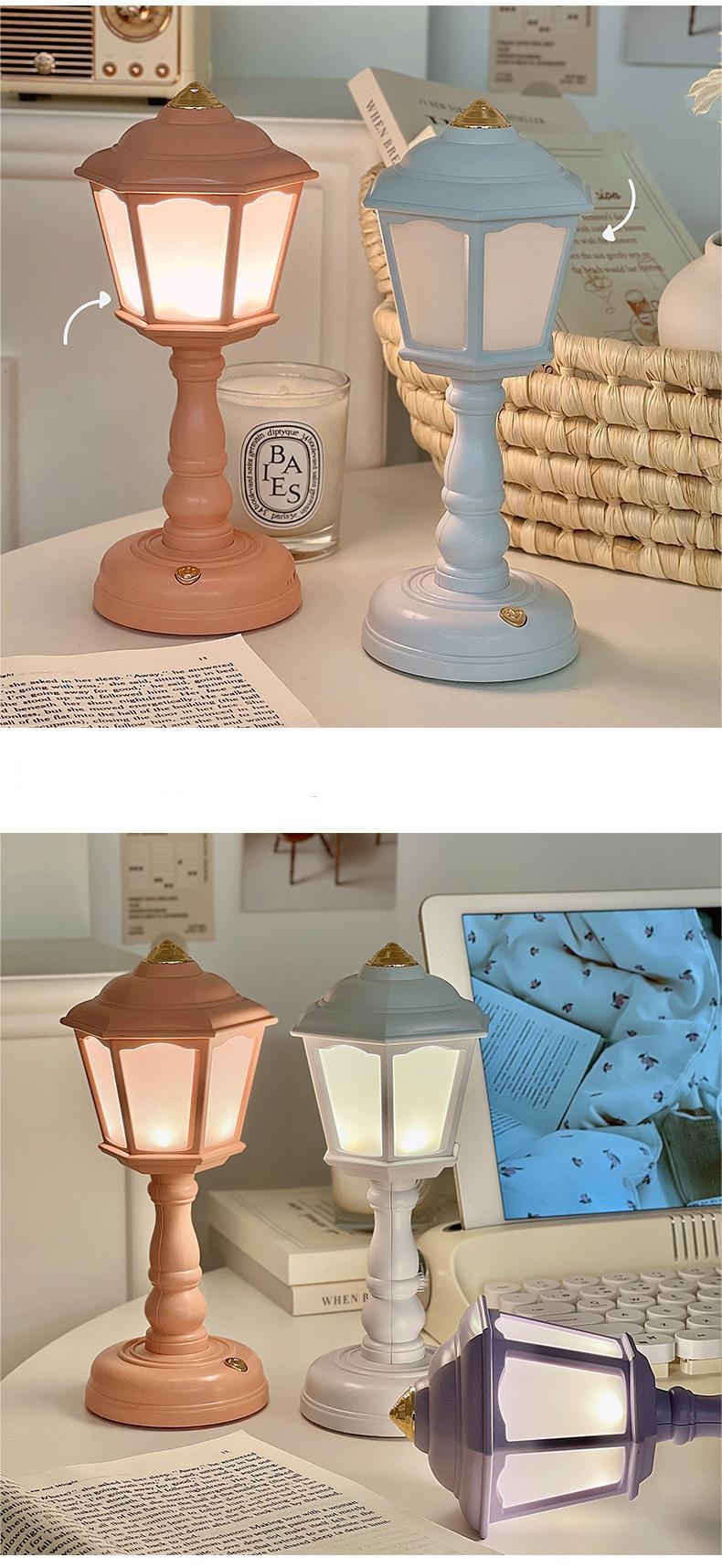 HH193 New LED Retro Night Light Lamp Princess Valentines Day Gift 2023 For Girl Bedside Reading Room Cute Morandi Colors