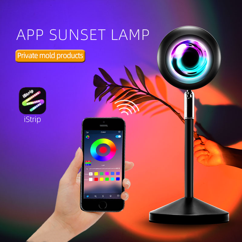 HH03APP LED APP Sunset Light Sunset Lamp Projector Smart Light Switch RGB 16 Color Bluetooth Smart Timing For Holiday Girl Photograph