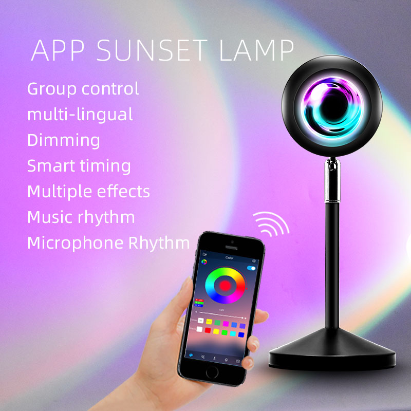 HH03APP LED APP Sunset Light Sunset Lamp Projector Smart Light Switch RGB 16 Color Bluetooth Smart Timing For Holiday Girl Photograph