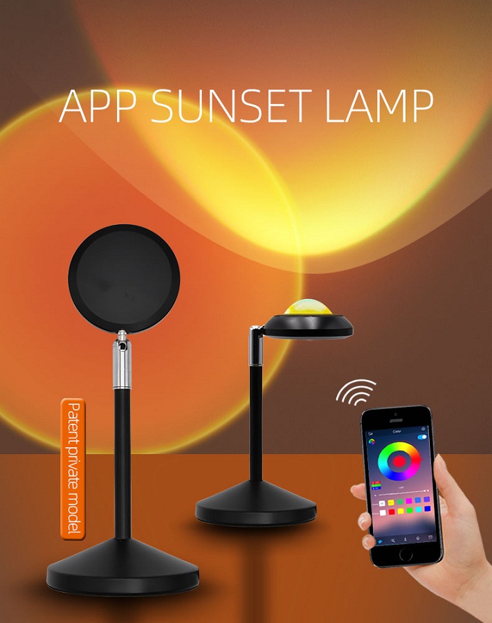 HH03APP LED APP Sunset Light Sunset Lamp Projector Smart Light Switch RGB 16 Color Bluetooth Smart Timing For Holiday Girl Photograph