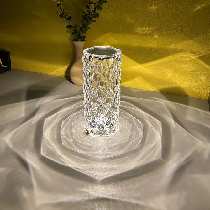 HHCR01 Crystal LED Lamp USB Cable Type-C Plug 500MAH Lithium Battery Luxury Lighting For Decoration Rose Lamp Touch Remote Control