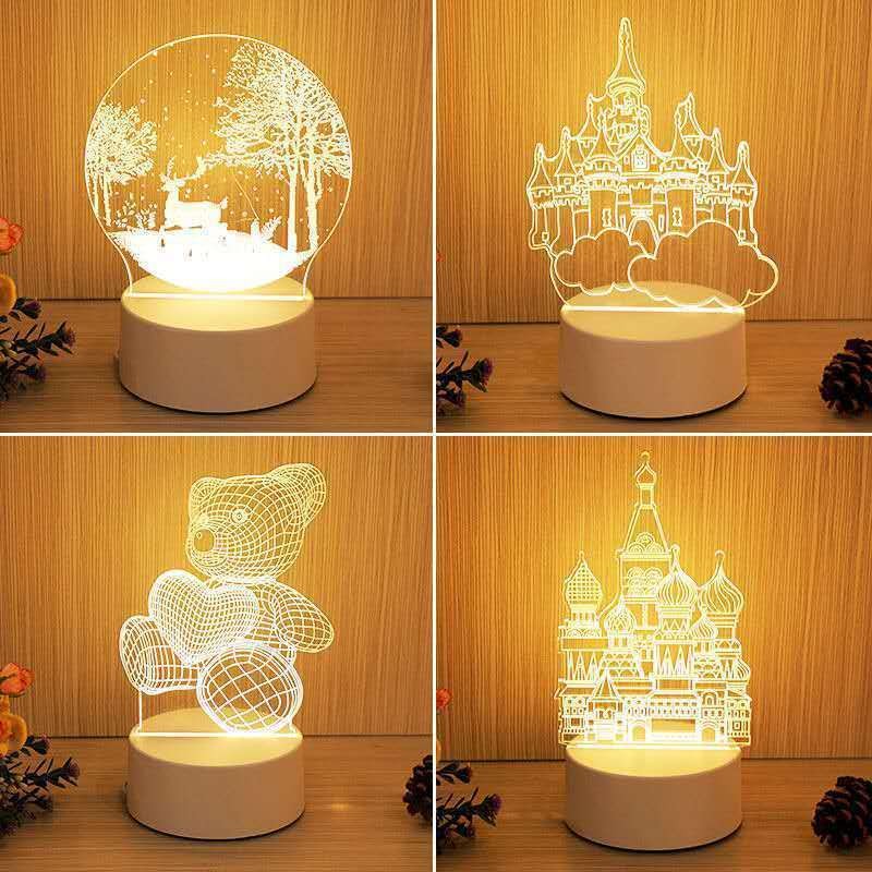 USB LED Night Creative Visualization Lamp 3D Acrylic Lamp Erasable Markers Rewritable Night Light With Message Board For Kids