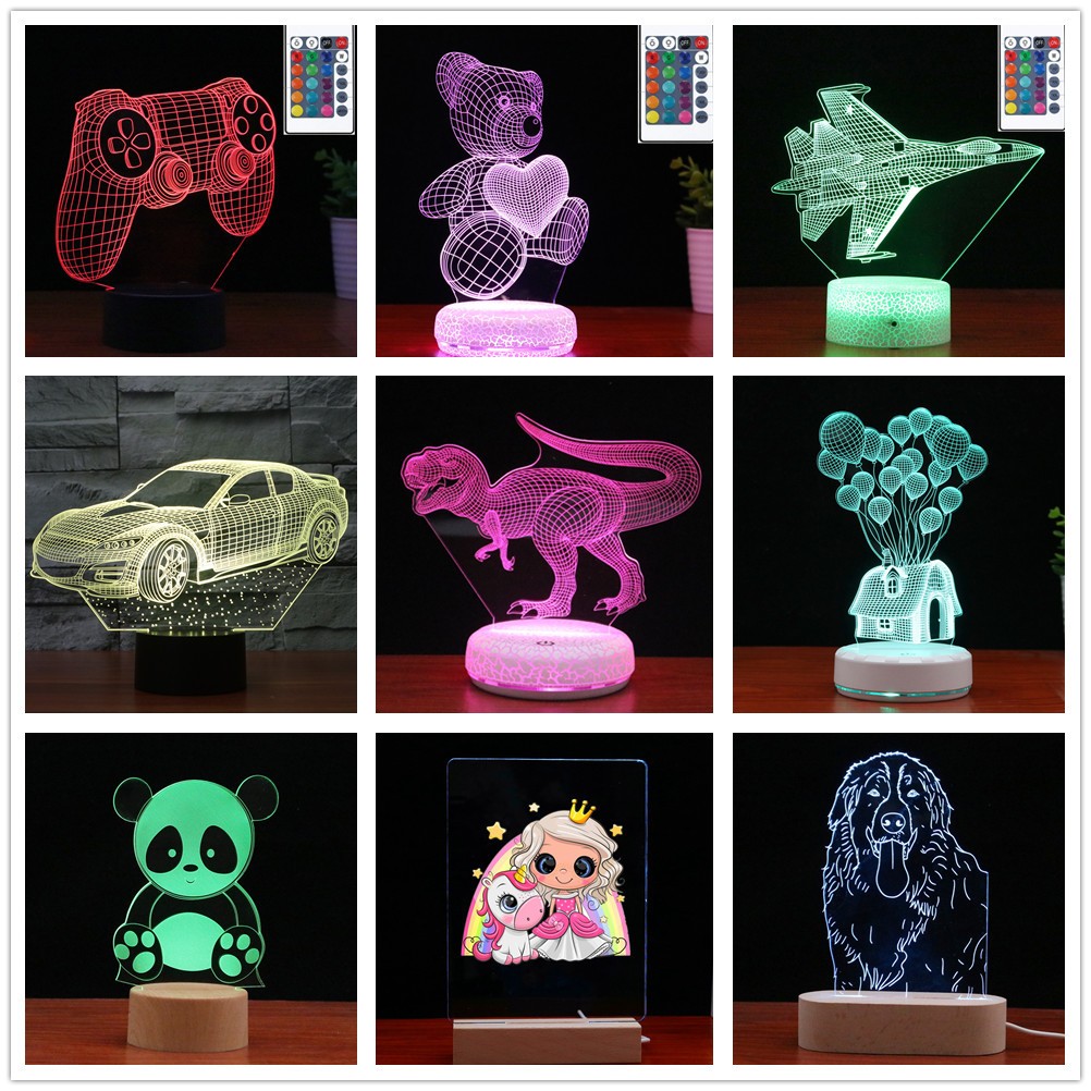 USB LED Night Creative Visualization Lamp 3D Acrylic Lamp Erasable Markers Rewritable Night Light With Message Board For Kids