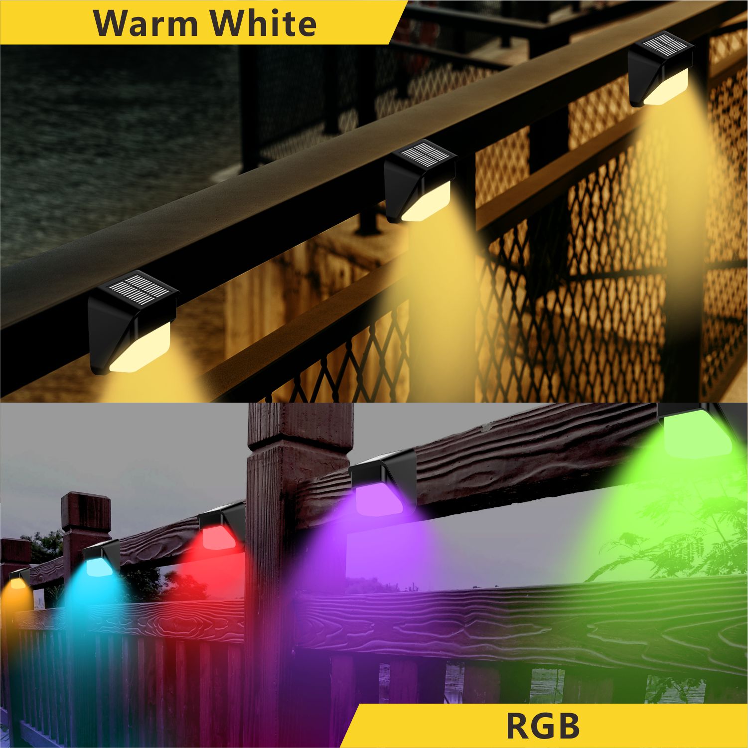 HH236 Waterproof Solar Fence Lights Outdoor RGB Solar Street Lamp LED Step Light Solar Street Lamp Outdoor Stairs Street