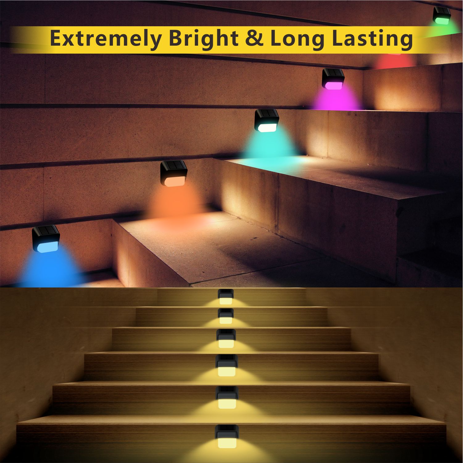 HH236 Waterproof Solar Fence Lights Outdoor RGB Solar Street Lamp LED Step Light Solar Street Lamp Outdoor Stairs Street