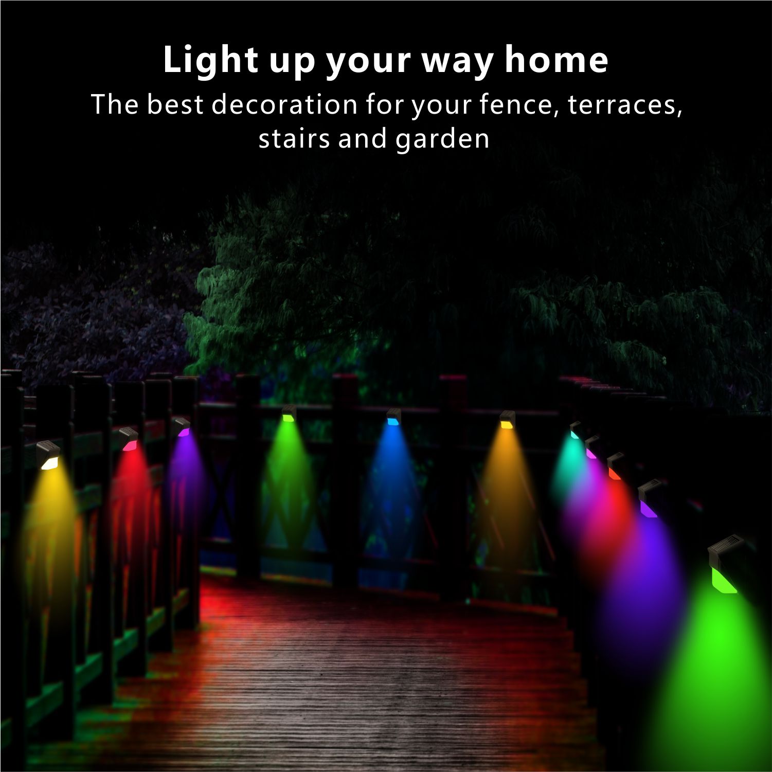 HH236 Waterproof Solar Fence Lights Outdoor RGB Solar Street Lamp LED Step Light Solar Street Lamp Outdoor Stairs Street