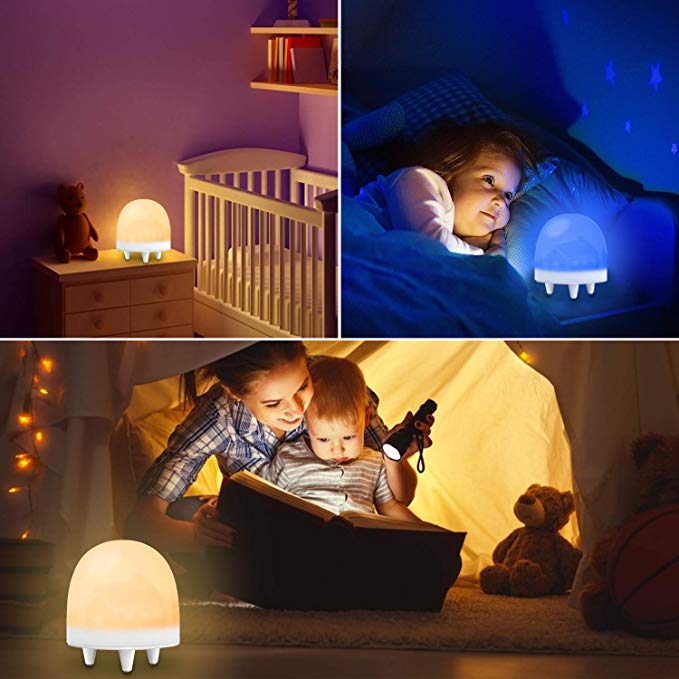 HH196 Cute 12 Colors Jellyfish Lamp LED Baby Night Light Creative Light Touch Switch RGB Light Soft For Midnight Eye Protection