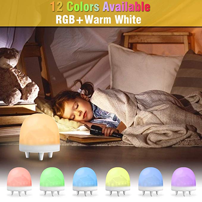 HH196 Cute 12 Colors Jellyfish Lamp LED Baby Night Light Creative Light Touch Switch RGB Light Soft For Midnight Eye Protection