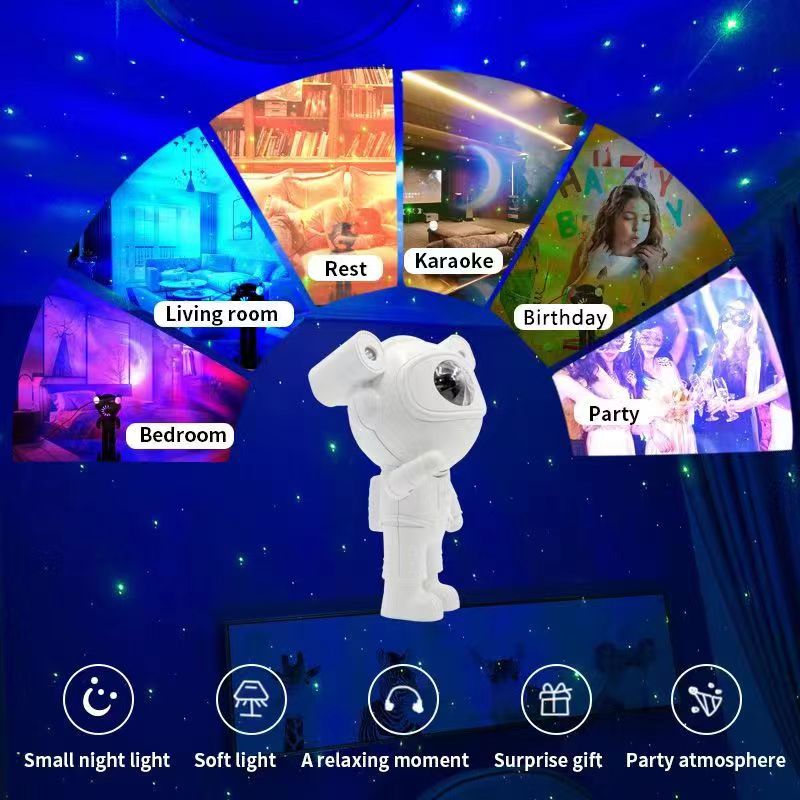 HH731 Astronaut Projector Night Light Projection Projection Lamp Speakers Bluetooth Timing Function Starry Sky For Kids Decoration