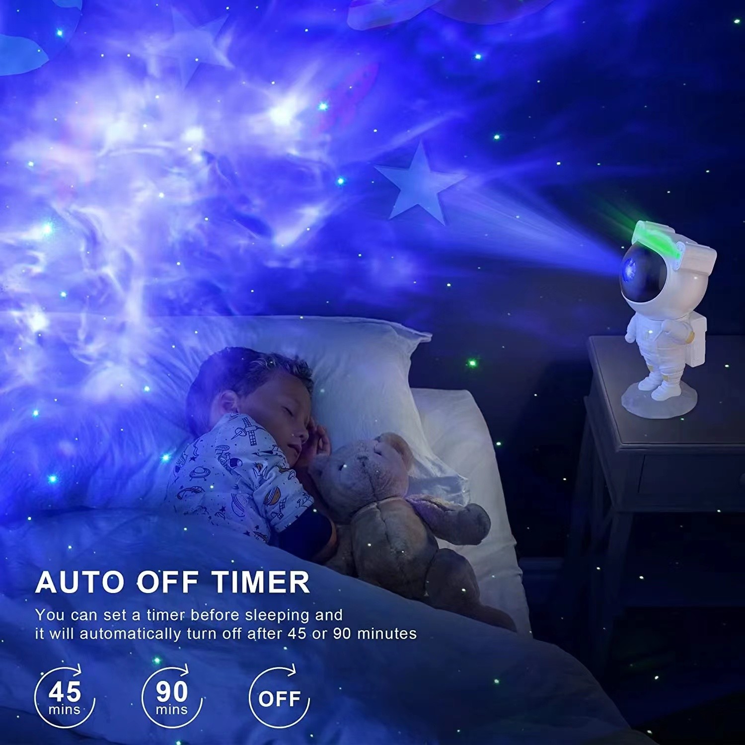 HH510 Astronaut Lamp Projector Night Light Projector Timing Function Starry Sky Atmosphere Table Lamp Creative Home Decoration