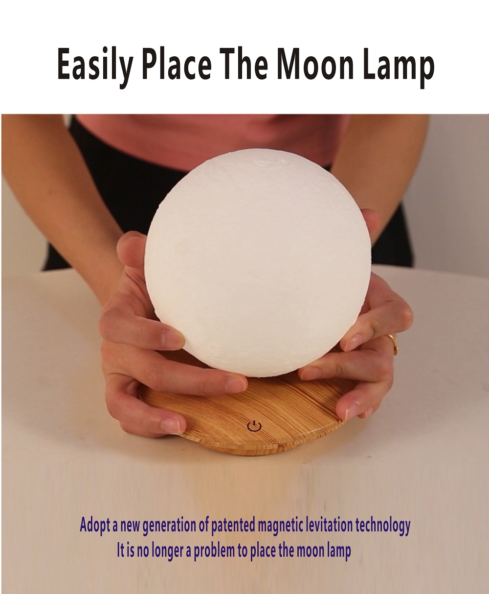 HHS003 3 Color Magnetic  Floating Moon Lamp LED Moon Light  3D Light Planet Lamp  Levitating Floating Moon Lamp Touch Control