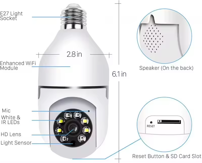 Factory Hot Selling Security Camera Bulb Network IP Camera 360 Security Camera HD With Night Vision Remote Control