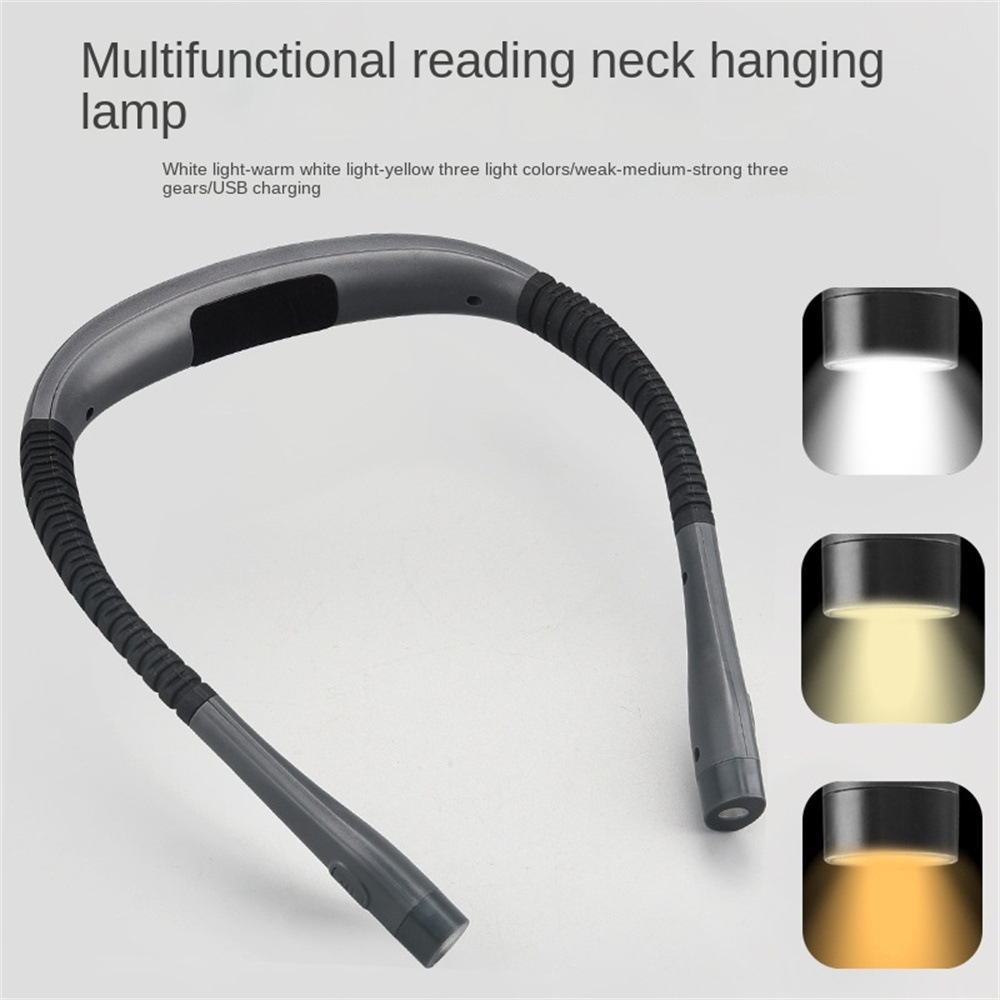 HHT-1681 USB Rechargeable Flexible Hands Free Hanging Neck Hug Reading Light Portable LED Bendable Book Reading Lamp