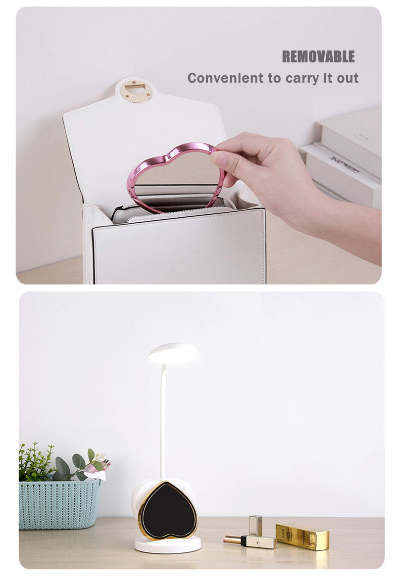 Fashionable Eye Protection Multifunction  LED Desk Lamp With Pen And Phone Holder Detachable With Make UP Mirror Lamp