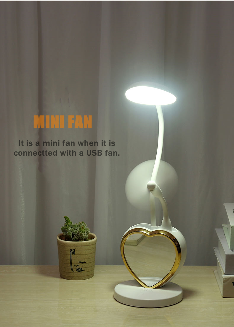 Fashionable Eye Protection Multifunction  LED Desk Lamp With Pen And Phone Holder Detachable With Make UP Mirror Lamp