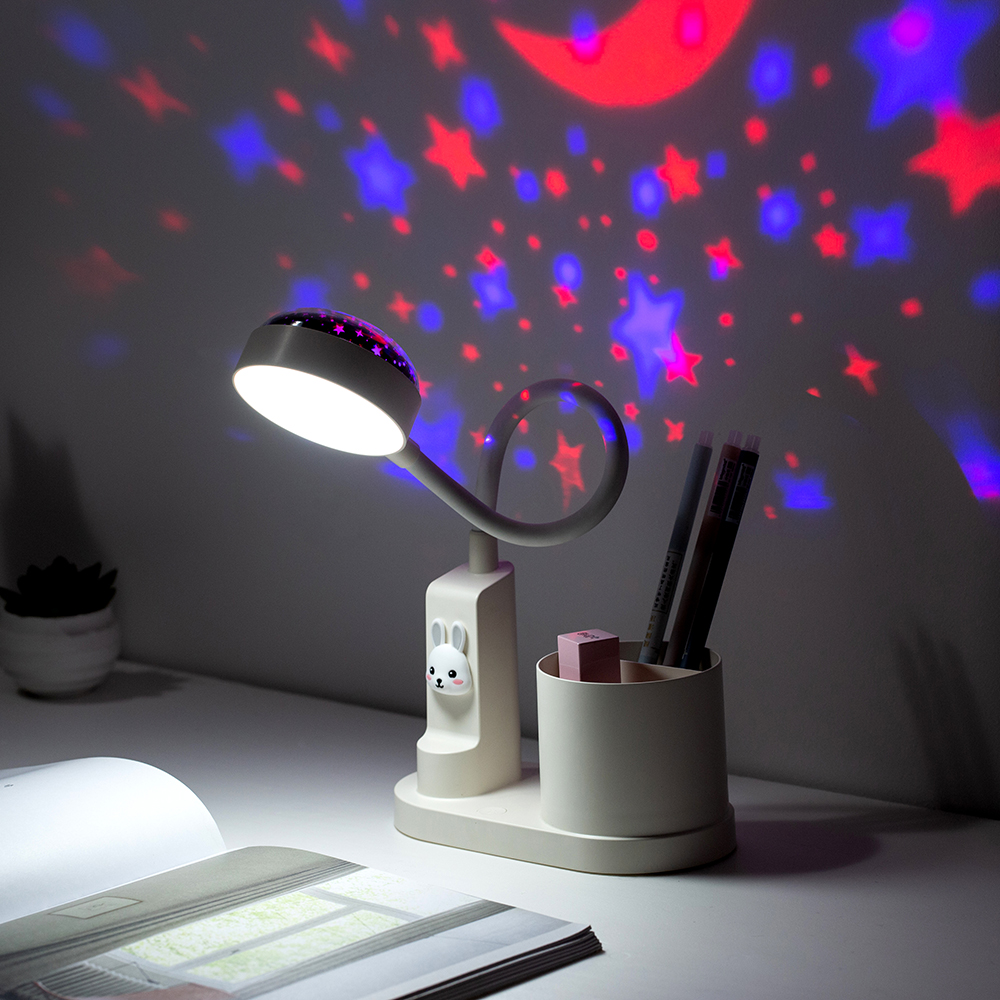 LED Table Light For Reading Room Bedside Living Room Cartoon Mini Projector Rabbit Lamp Night Lights Eye Protection For Kids