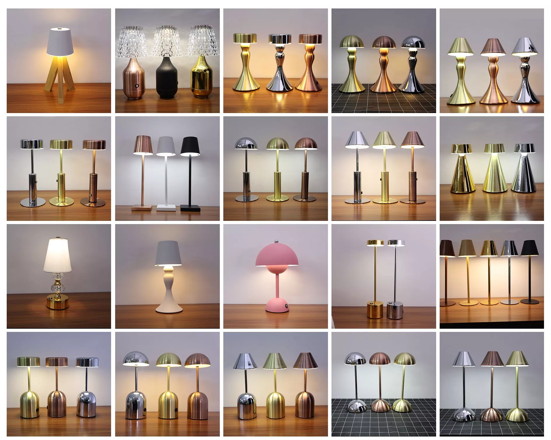 Metal Table Lamp Touch Sensor Battery Rechargeable USB Cable Type-C Table Lamps Home Decor Lights For Bar Restaurant