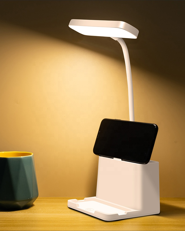 HH108A Hot Sale Led Desk Office Lamp  Dimmable Led New Light Eye Protect Desk Lamp With Usb Charging All-In-One Multi-Function White