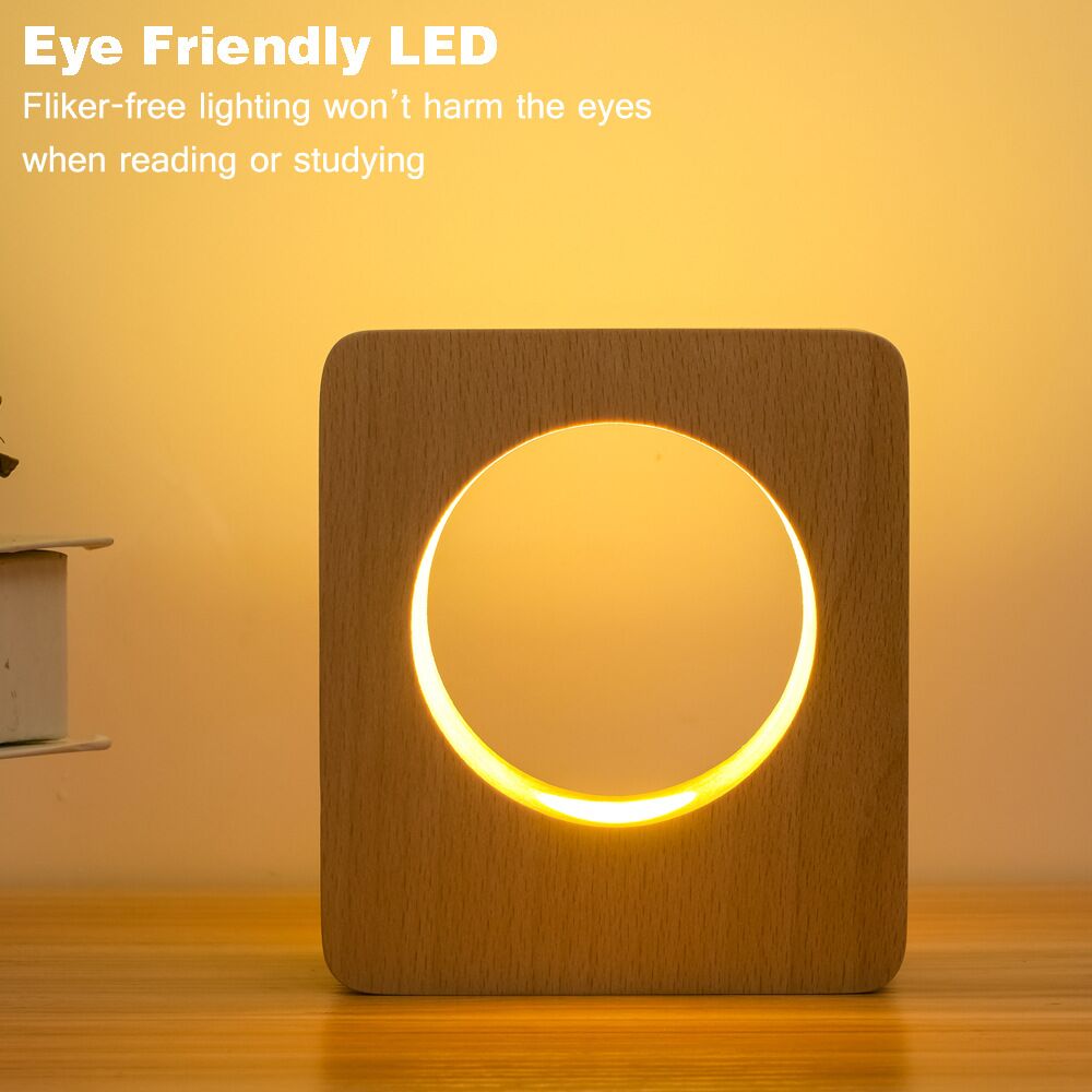 Bedside Lamp With USB Port Touch Control Table Lamp For Bedroom Wood Dimmable Nightstand Lamp  Night Light For Kids