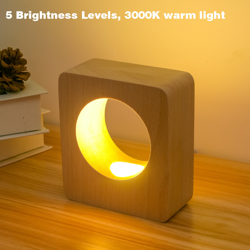 Bedside Lamp With USB Port Touch Control Table Lamp For Bedroom Wood Dimmable Nightstand Lamp  Night Light For Kids