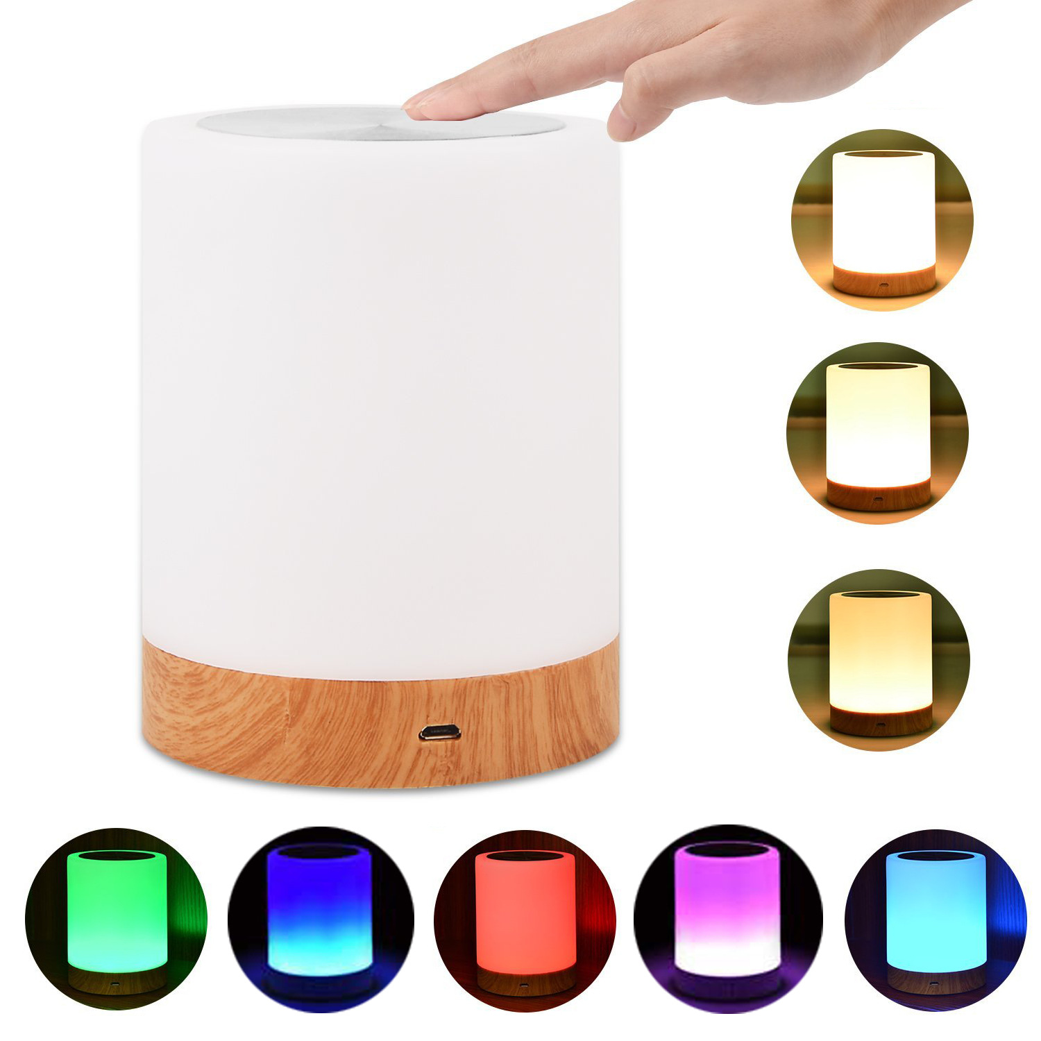 HHS003 LED Touch Nightstand Light Bedside Ambient Portable Night Lights Kids Sleep Night Lamp For Bedroom